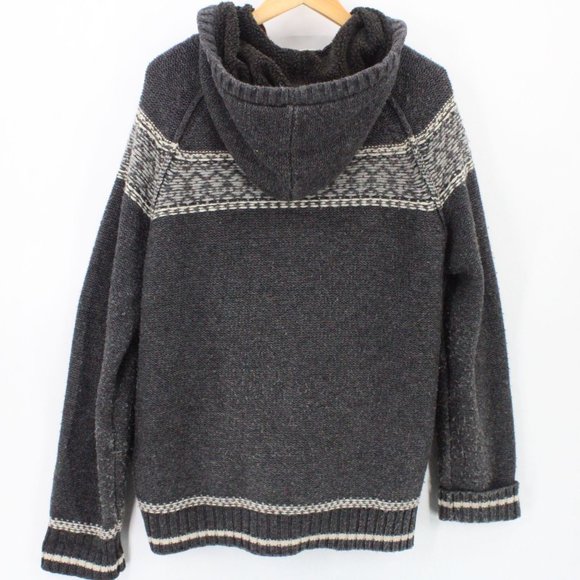 Mantaray Jacket Mens Gray Knit Heavyweight Full Zip Hooded Cotton Blend Medium M - Picture 7 of 9